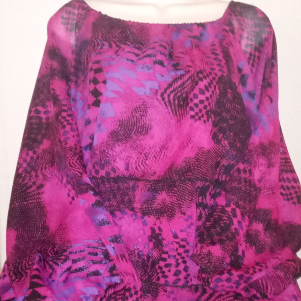 Vibrant Pink and Purple Patterned Blouse Size 22 /24